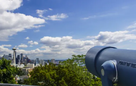 The view of downtown Seattle from Kerry Park in the Queen Anne neighborhood