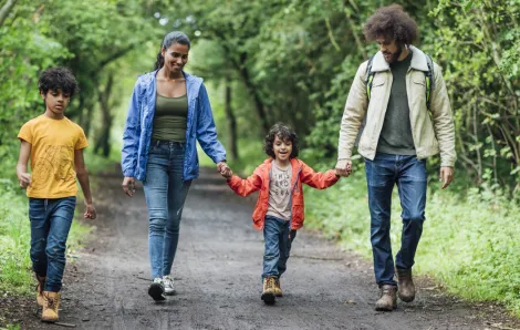 Family enjoying a kid-friendly hike near Seattle