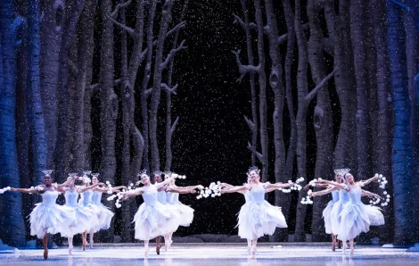 Pacific Northwest Ballet company dancers in the snow scene of "The Nutcracker," one of many things to do this weekend in Seattle