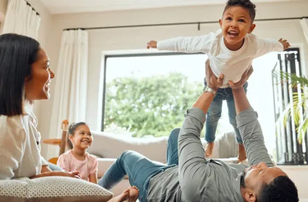 Family being present over technology and having run together