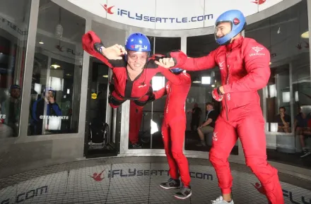 Teens try indoor skydiving with family at iFly, a Seattle-area activity for teens and families