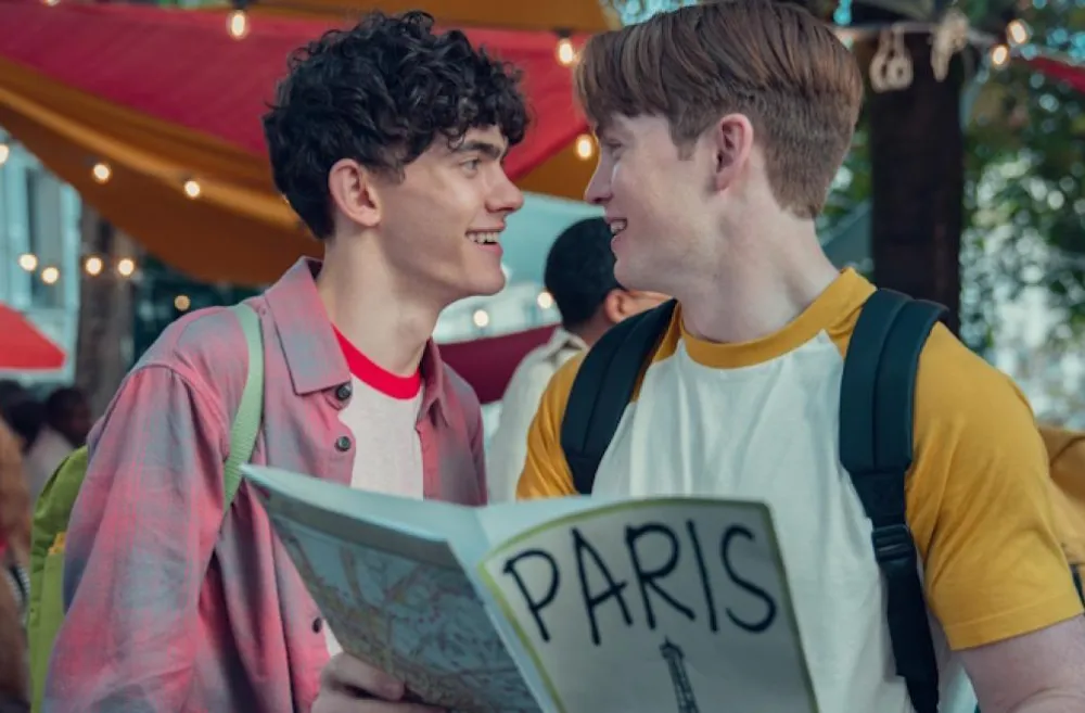 Production still from the Netflix series Heartstopper, an LGBTQ show