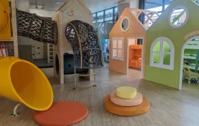 An indoor playground at Kids Magic Lab in Redmond offers Seattle families opportunities for playing inside