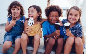 Group of kids eating summertime treats