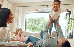 Family being present over technology and having run together