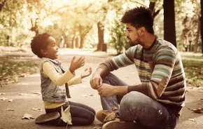 dad with child outside