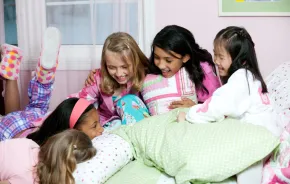 girls having fun at a sleepover