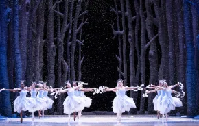 Pacific Northwest Ballet company dancers in the snow scene of "The Nutcracker," one of many things to do this weekend in Seattle