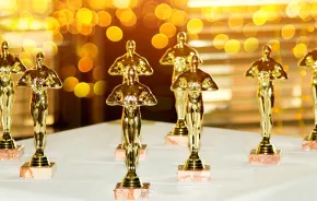 Oscar statues on a table